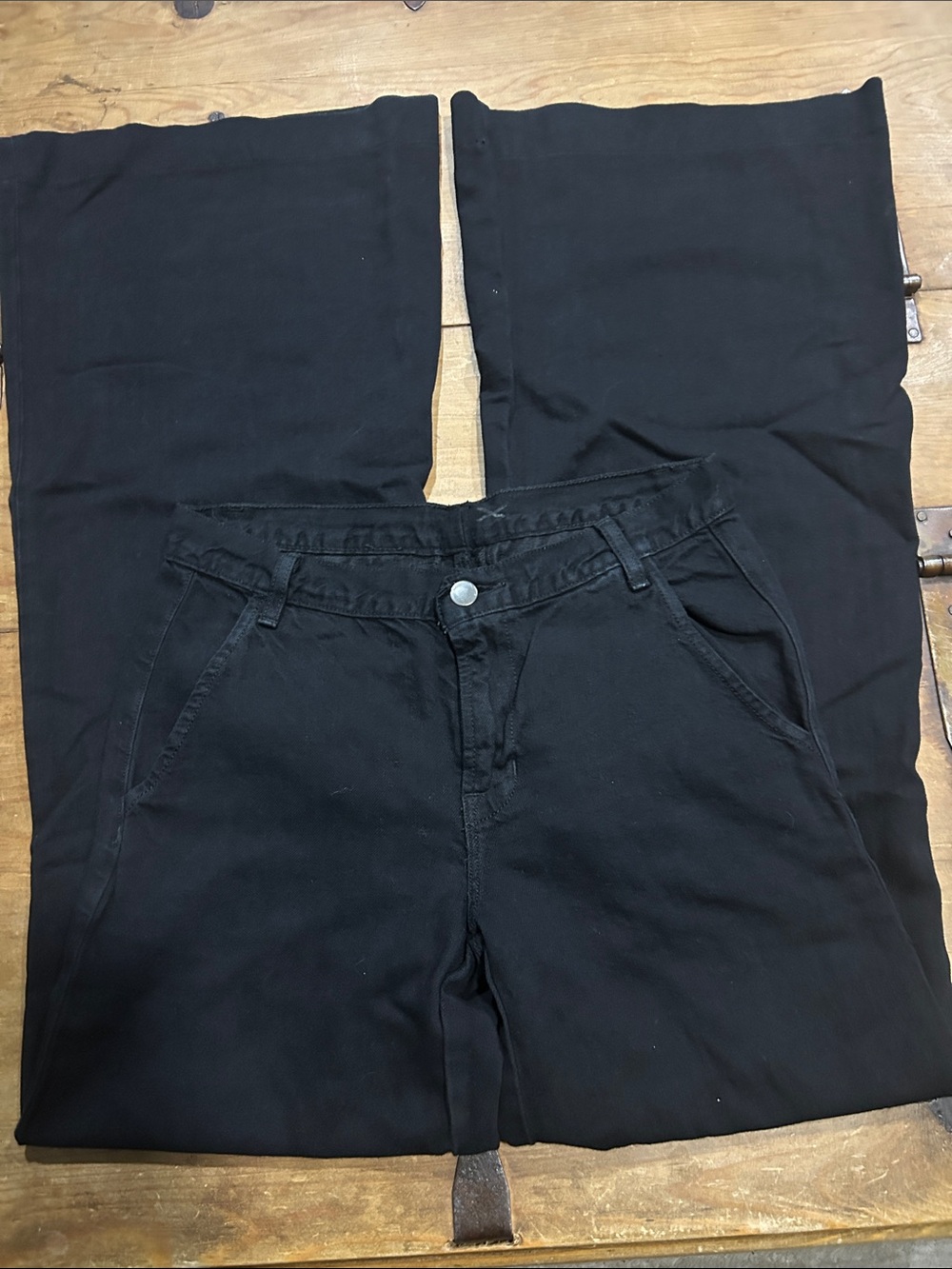 J Brand Black High-Rise Wide Leg Cotton/Linen Pants Size 26 - Picture 2 of 9
